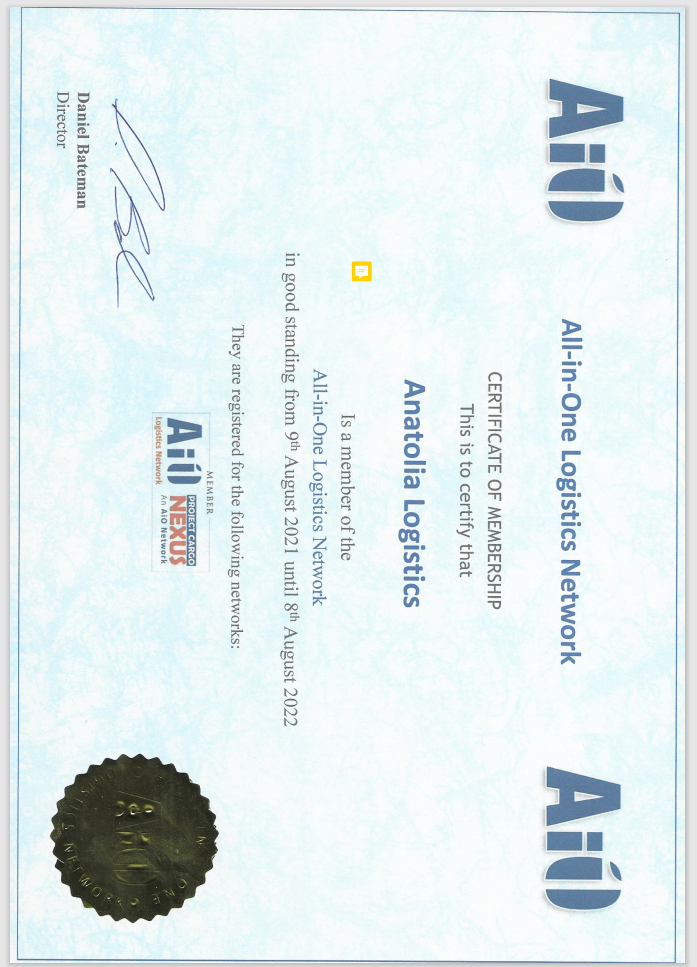 AiO logistics networks Certificate 1
